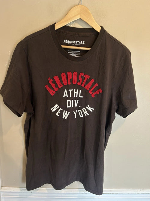 Aeropostale Y2K Mens Graphic Tee Brown XL Shirt Clothing Spellout