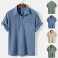 Men's shirt new short sleeved corduroy lapel shirt simple top trend