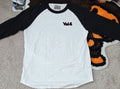 Vol4 Raglan Long Sleeve Crew Neck Men's Cotton T-Shirt White Black Size S