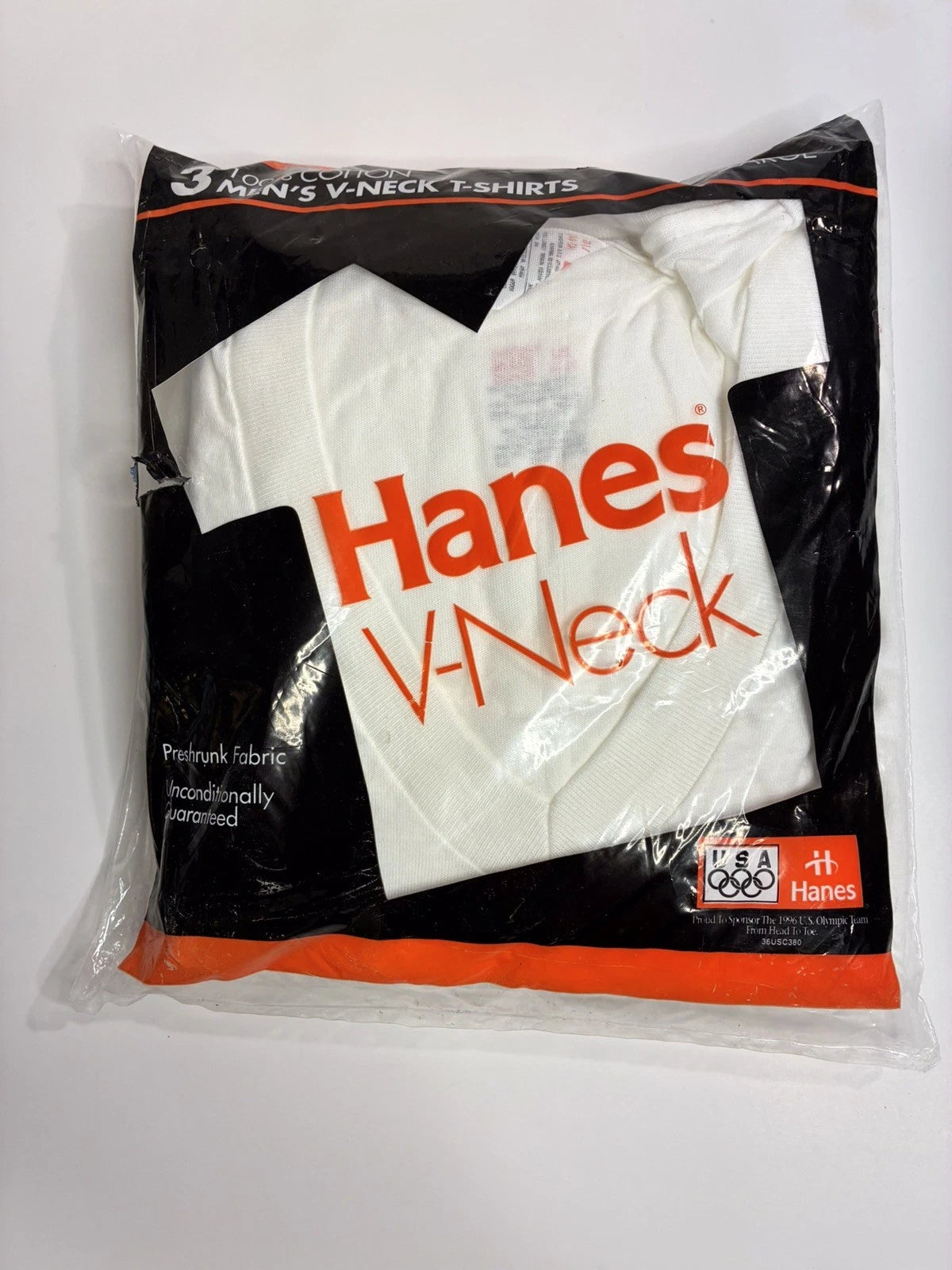 RARE Vintage 3-Pack Hanes V-Neck T Shirt Men SIZE LARGE 1988 NOS SEALED