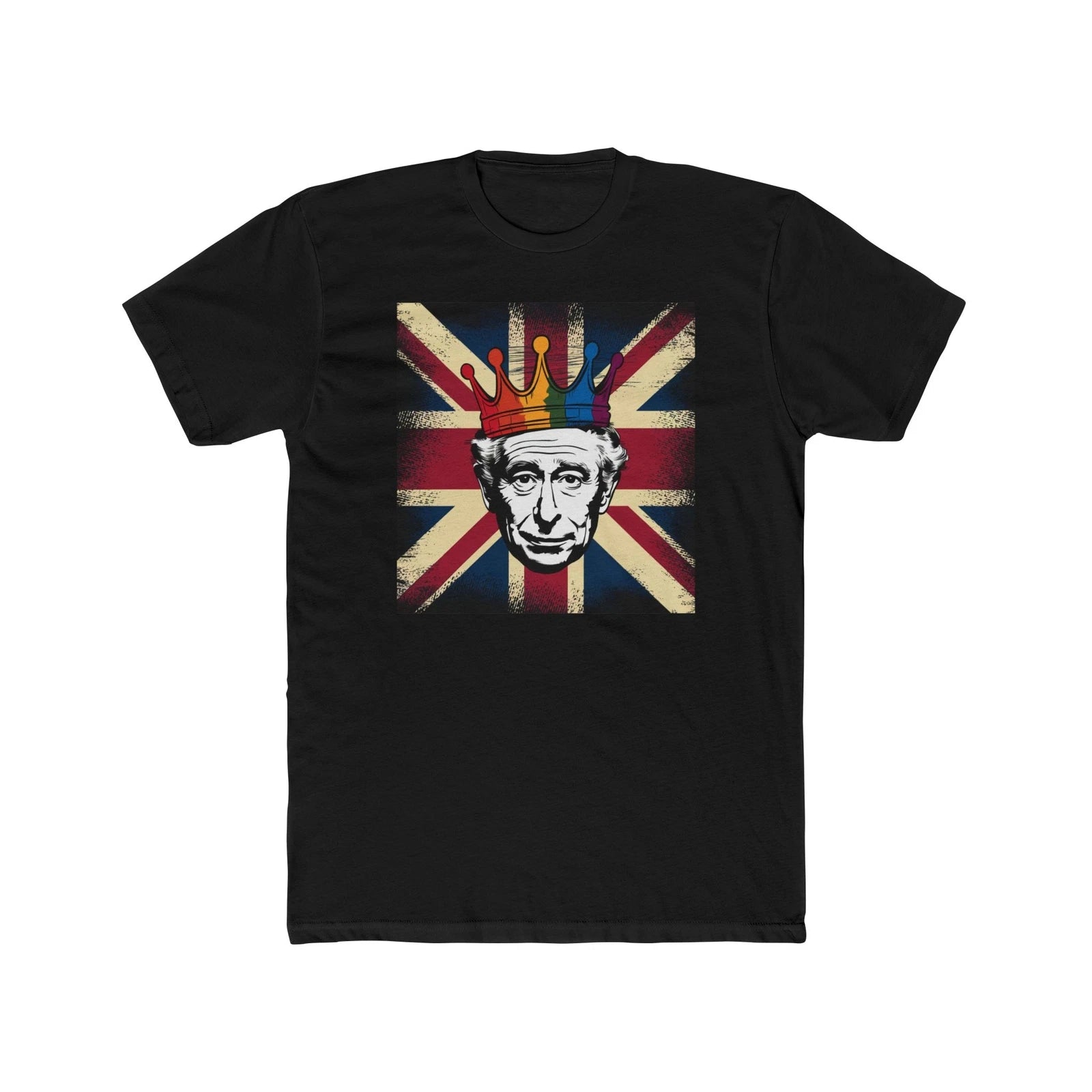 Unisex Cotton Crew Tee Charles British king and corgi England flag t-shirt