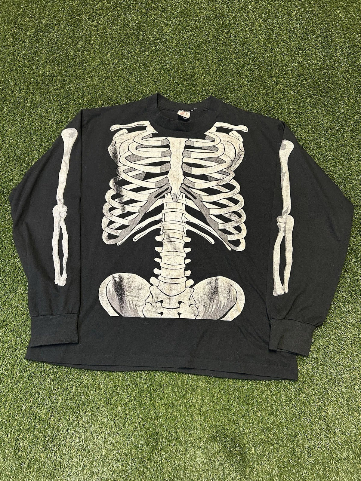 Vintage 1980s Y2K Skeleton Anatomy Long Sleeve Shirt Size-XL
