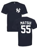 Limited Time ADULT MATSUI #55 NEW YORK Baseball  T-SHIRT NAVY   FREE SHIPPING