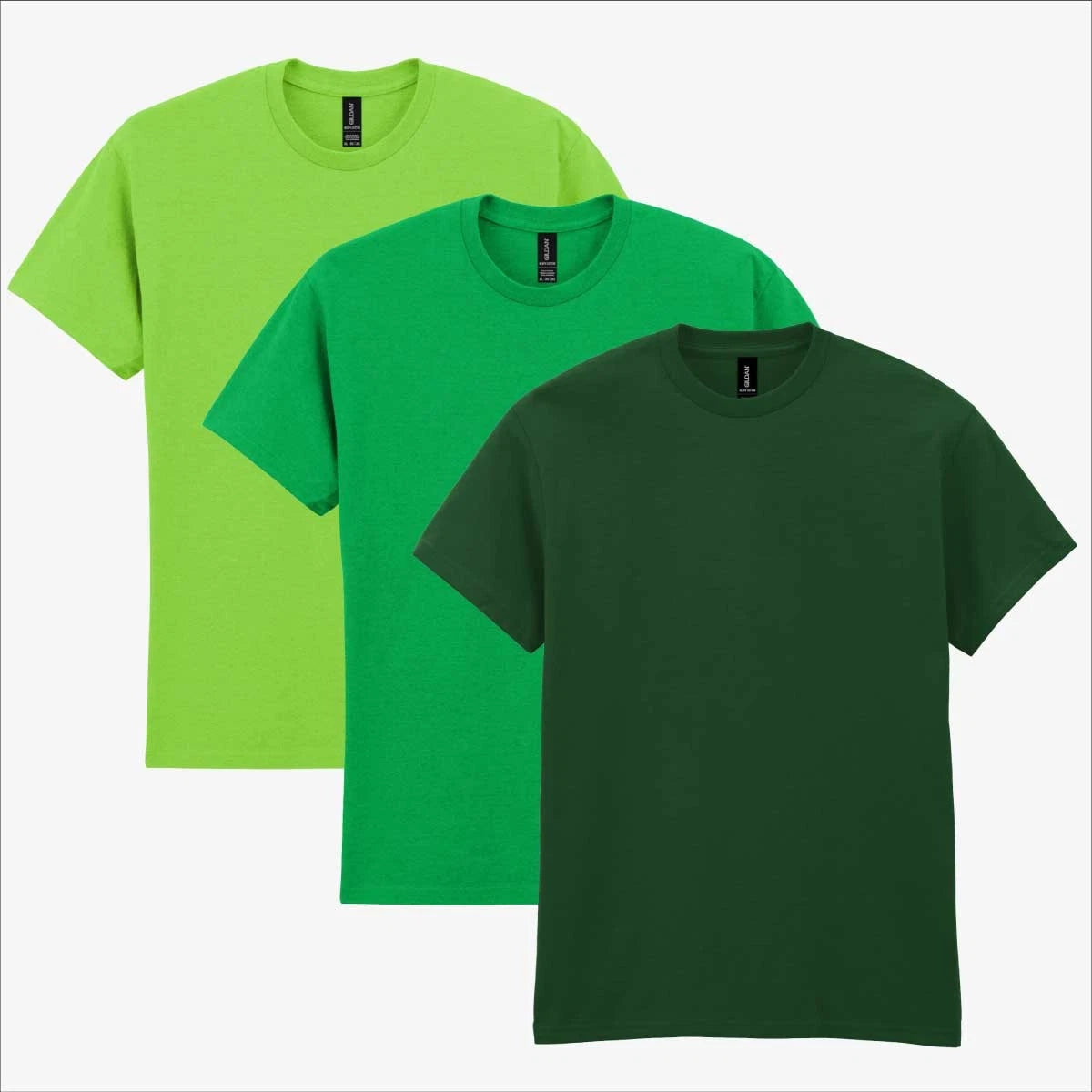 Gildan Heavy Cotton T-Shirt 3 Pack | Mens Tonal Green Collection Lime Forest