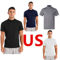 AU Men Summer Casual Slim Fit Pullover Tops Mock Turtleneck Short Sleeve T-Shirt