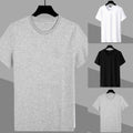 Solid Color Casual Slim Fit T Shirt with Round Neck for Men Short Sleeves