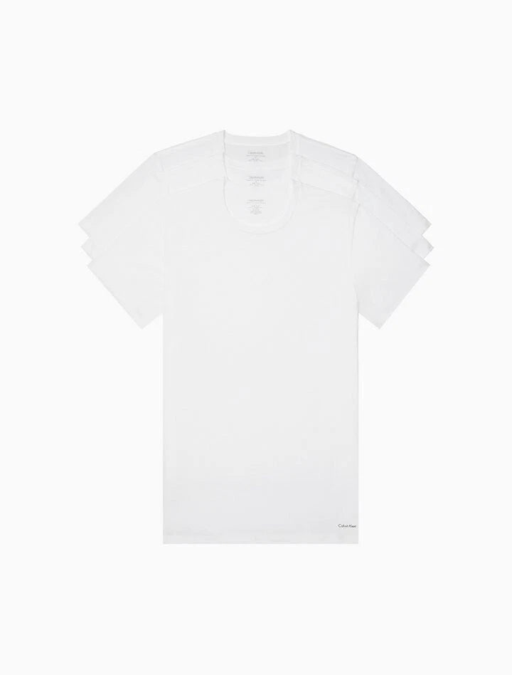 Calvin Klein Men's Cotton Classic Fit 3-Pack Crewneck Basic T-shirt , White, L