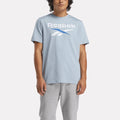 Reebok Stacked Logo Tee Men's T-Shirt - Black, M- UPGRADE BLUE