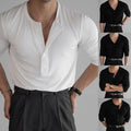 Mens Short Sleeve Muscle Fit Ribbed Pullover Sports Top Casual Slim T Shirt