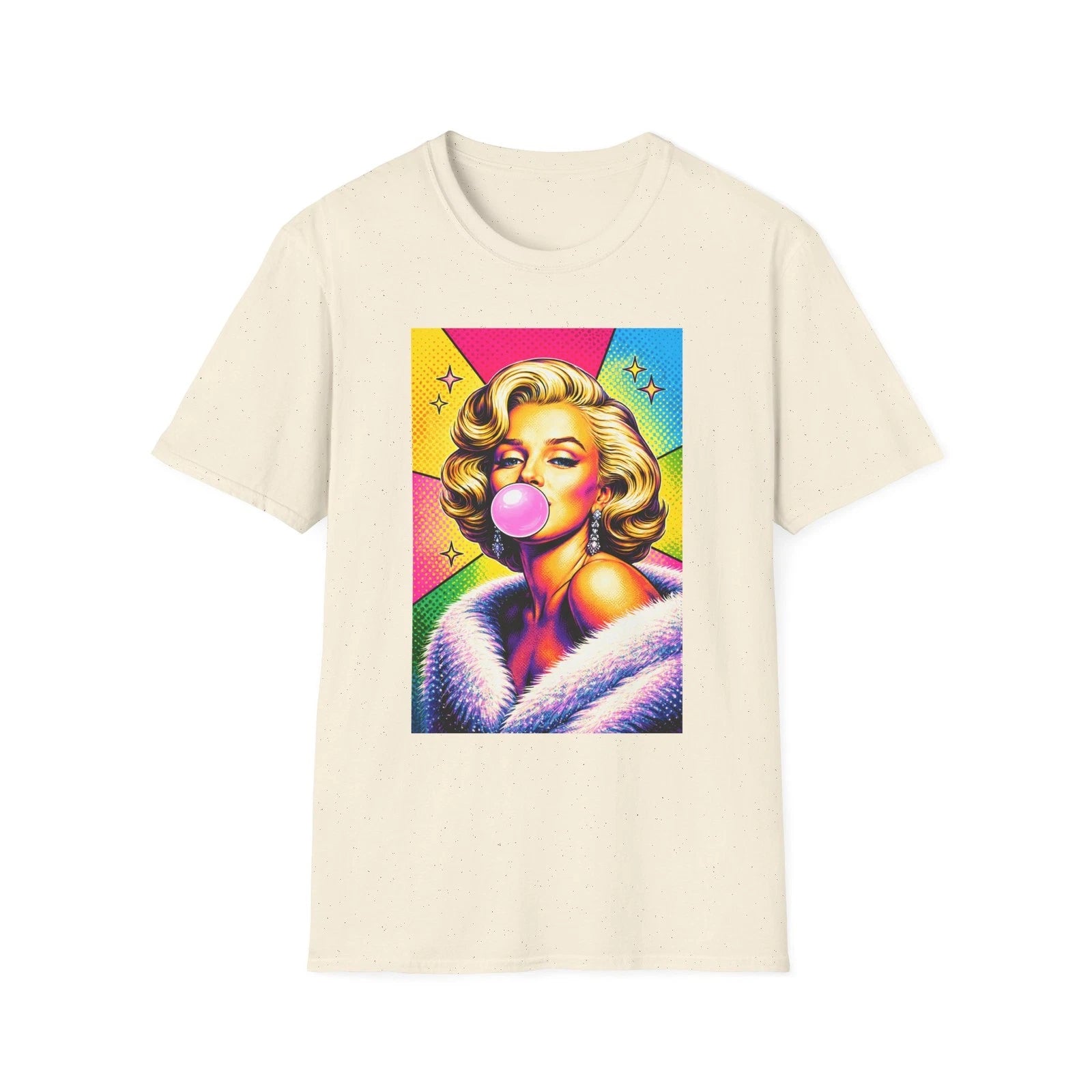 Retro Pop Art Marilyn Monroe Bubblegum T-Shirt | Colorful Vintage Portrait