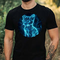 Mens Glowing Cat Print Cotton T-Shirt Size XS to 5XL