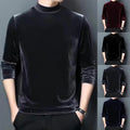 Mens Velvet Half Turtleneck Pullover Long Sleeve Slim Fit Casual Shirt for Men