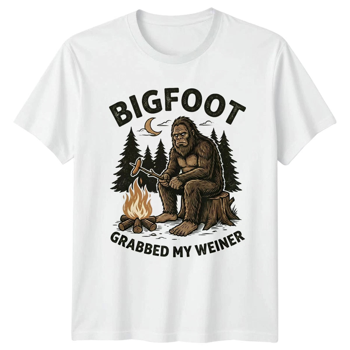Bigfoot Grabbed My Weiner Mens T-Shirt Bigfoot Sasquatch Camping Fathers Day
