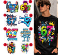 Six Seven Viral Meme Colorful T Shirt Designs for Kids Shirts Family Twining UK