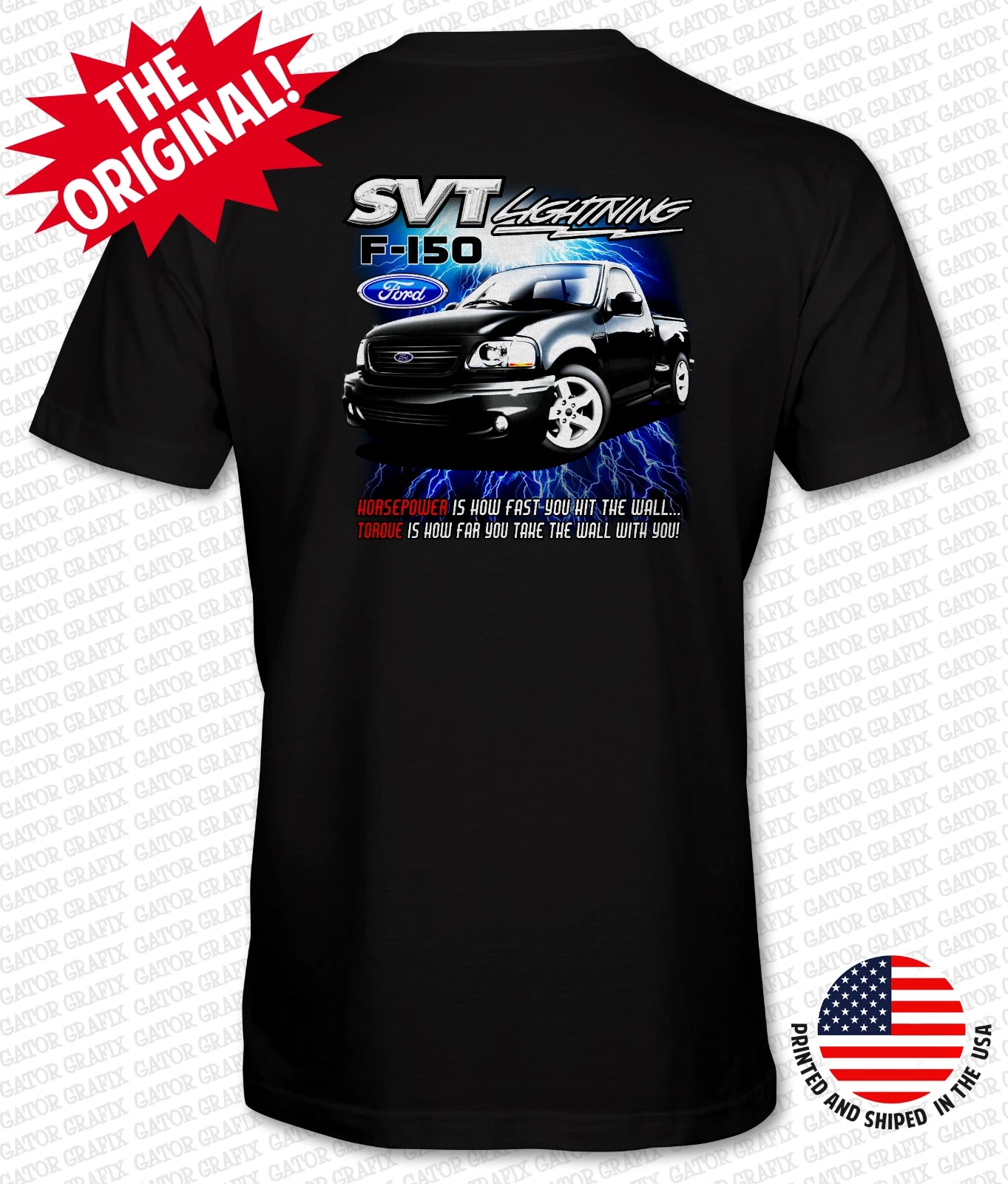 Ford SVT Lightning 2001-2002 Black Truck Full Color DTG PRINTED T-Shirt