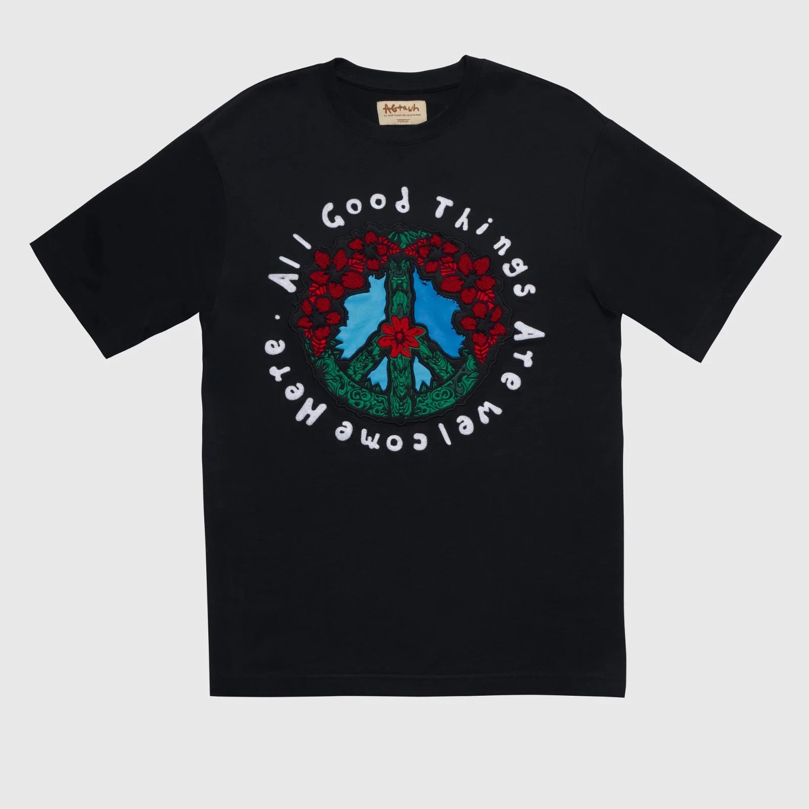 AGTAWH Brick T-Shirt 'Peace and Love' Cotton Classic Fit Crewneck Lightweight XL