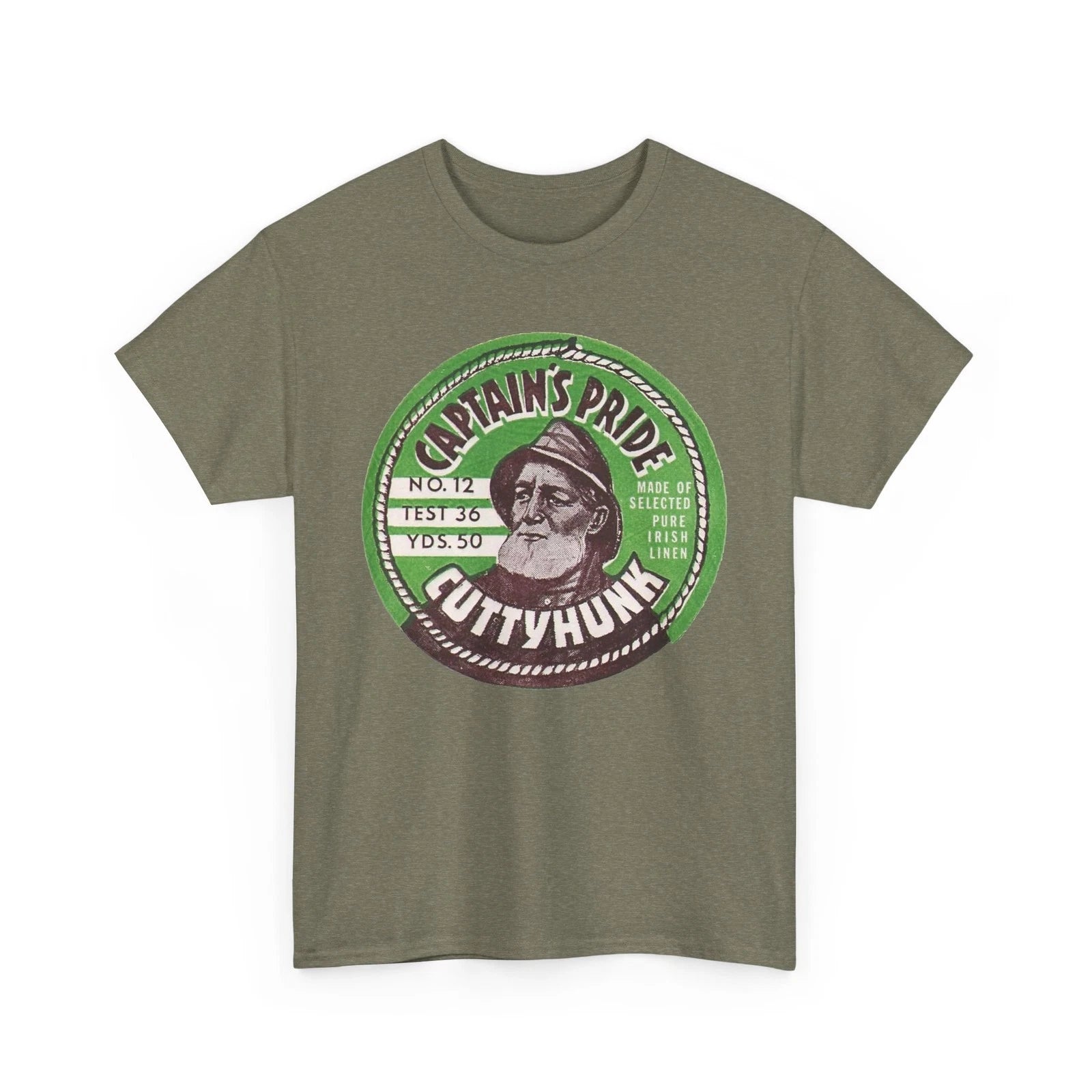 Captain’s Pride Cuttyhunk Fishing Line Irish Linen Vtg Fisherman Logo T-Shirt