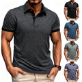 Solid Color Slim Fit Men's Short Sleeve Pullover T-Shirt Lapel Collar Top