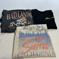 Set Of 3 Long Sleeve Tshirt Size Medium Badlands SD, High Sierras, Malibu NEW