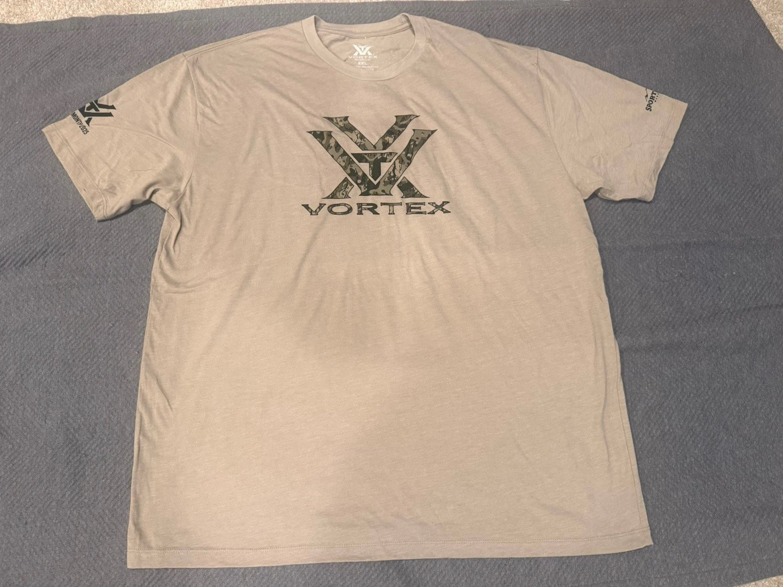Vortex Unisex T-Shirt -Size 2XL Tee - Tan - Tagless Collar - Soft Fabric!