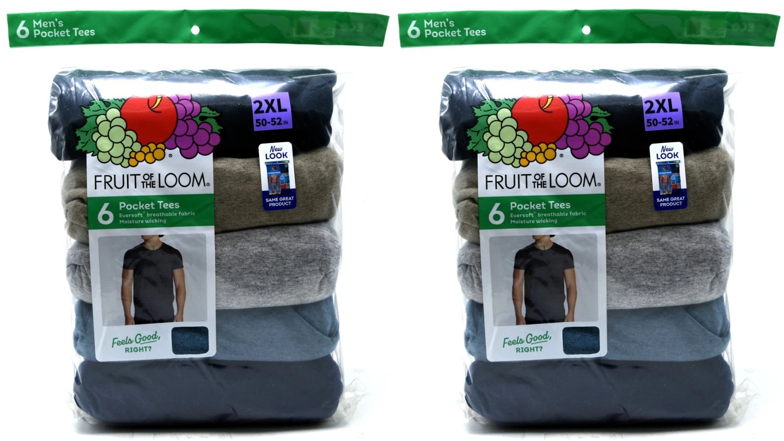 12 Fruit Of The Loom Pocket T-Shirts 2XL 50-52 Assorted Colors 2EG 127-132 CM