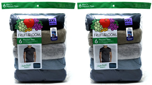 12 Fruit Of The Loom Pocket T-Shirts 2XL 50-52 Assorted Colors 2EG 127-132 CM