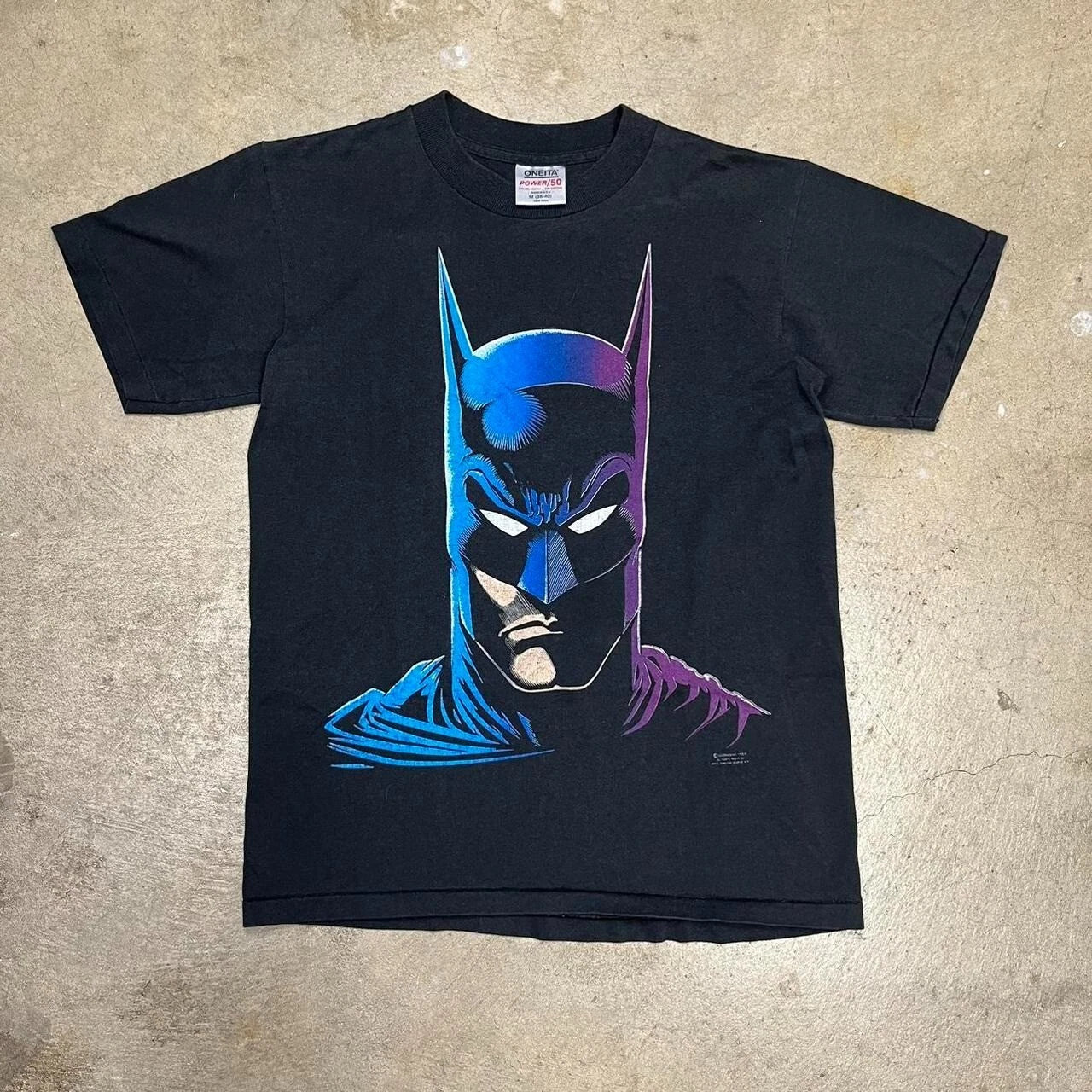 Vintage 1989 Batman Big Head T-Shirt Black Men Medium DC Comics single stitch