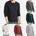 Men Slim Fit Long Sleeve Crew Neck T Shirt Casual Pullover Top Polyester Blend