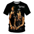 2Pac Graphic T-Shirt Men Harajuku Hip Hop Streetwear Summer Short Sleeve