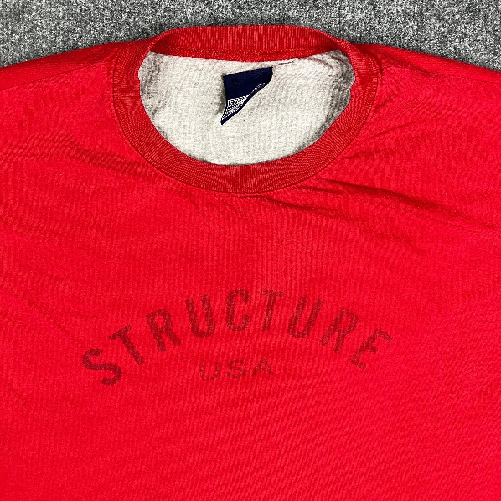 Structure T-Shirt Mens Size XL Red Casual USA Graphic Minimalist Logo Vintage