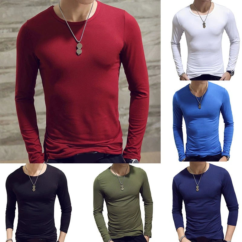 Basic Tees Long Sleeve T-Shirt Underwear Pullovercomfort Slim Fit O Neck @