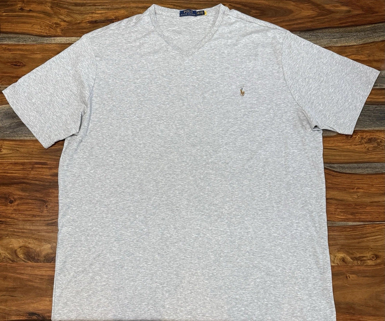 Polo Ralph Lauren Big & Tall Men's Gray V Neck T Shirt Cotton Size 3XLT