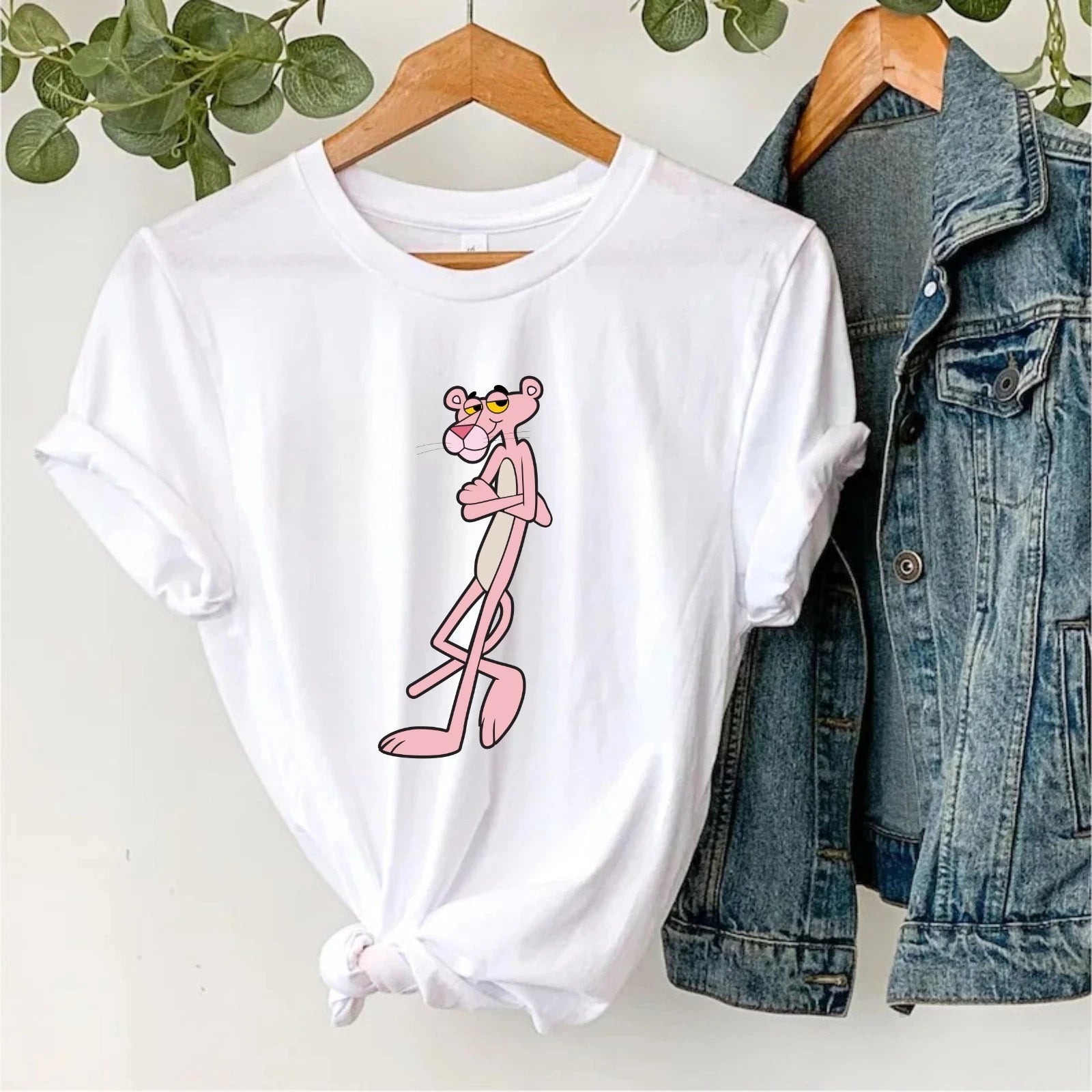 Pink Panther Retro T-Shirt Cartoon Lovers Funny Classic Nostalgia Vintage Top