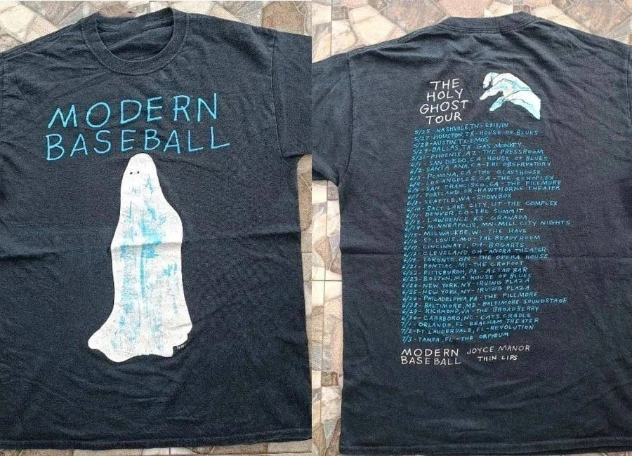 Vintage modern baseball rock tour short sleeve black color 2 side shirt S-5XL