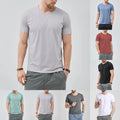 Simple Style Men Casual T-Shirt Simple Design Short Sleeve Solid Color