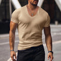Mens Summer Tops Short Sleeve Muscle T Shirt Men Slim Fit V Neck Blouse Work Tee