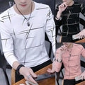 Fashion Men T-Shirt Blouse Casual Crew Neck Fashion Long Sleeve T Print