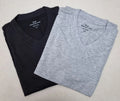 2 Pack. Men's V Neck Short Sleeve T-Shirt. Black & Grey. Size XL. 100%  Cotton.