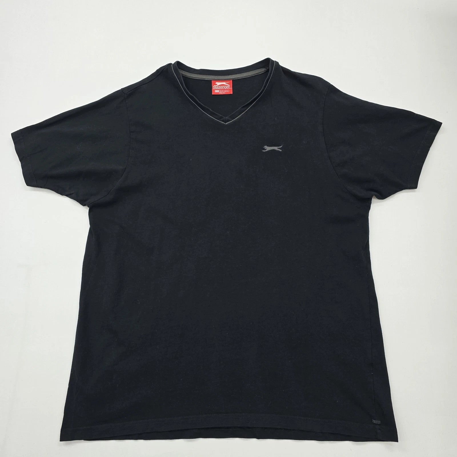 Slazenger Mens Black Graphic Logo V-Neck T-Shirt 2XL Regular
