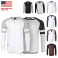 ZIMEGO Men's Long Sleeve Athletic Stripes Arm Contrast Raglan Henley