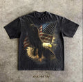 Bald Eagle Vintage 90s Graphic Style Tshirt, Retro American Flag Faded T-Shirt