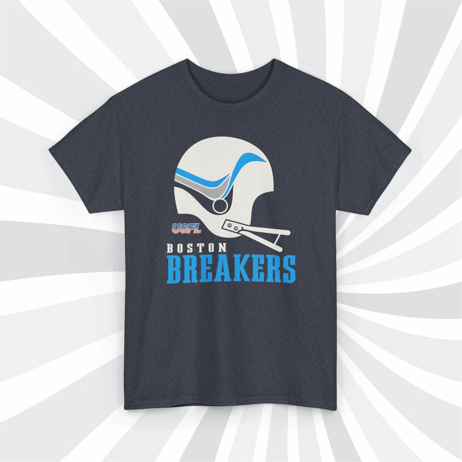 Boston Breakers 1983 USFL Vintage Football Navy Heather T-Shirt - Patriots