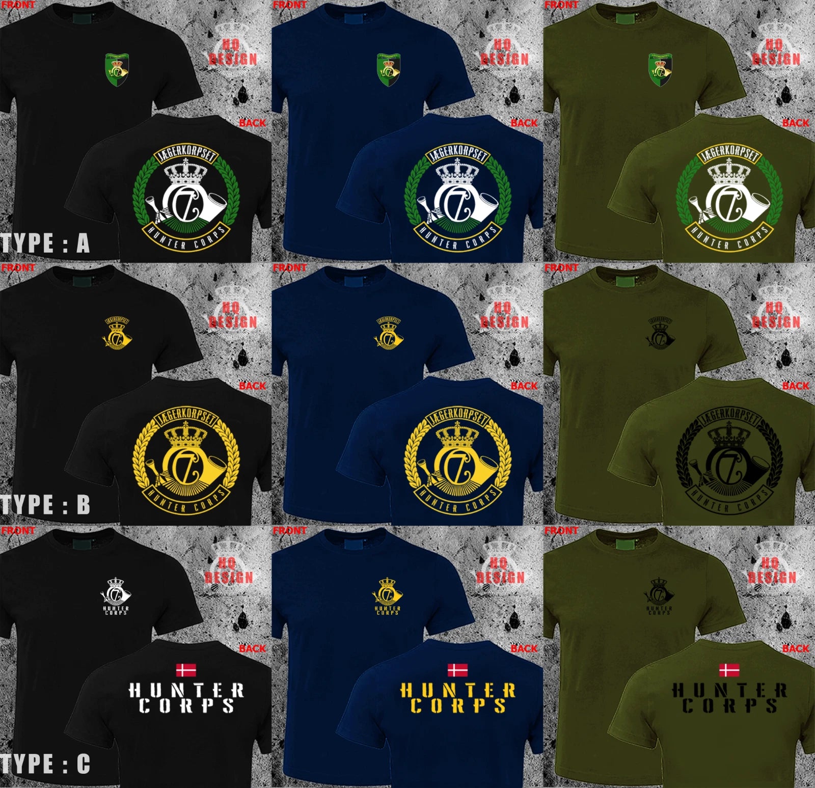 Dansk Danish Denmark Hunter Corps Special Forces Jaeger Jægerkorpset T-shirt HQ