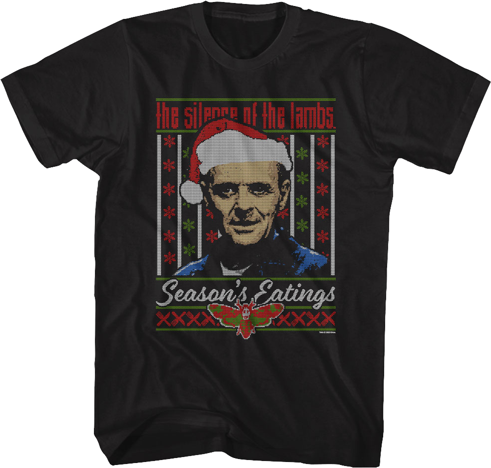 Season's Eatings Faux Ugly Xmas Sweater Silence of the Lambs T-Shirt Hoodie, Sweatshirt | CiraTrend.com (Image 1)