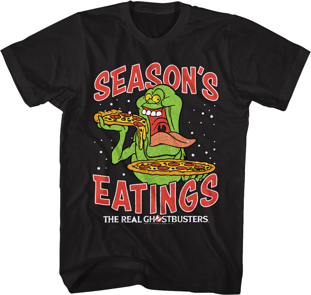 Slimer Season's Eatings Real Ghostbusters T-Shirt Hoodie, Sweatshirt | CiraTrend.com (Image 1)
