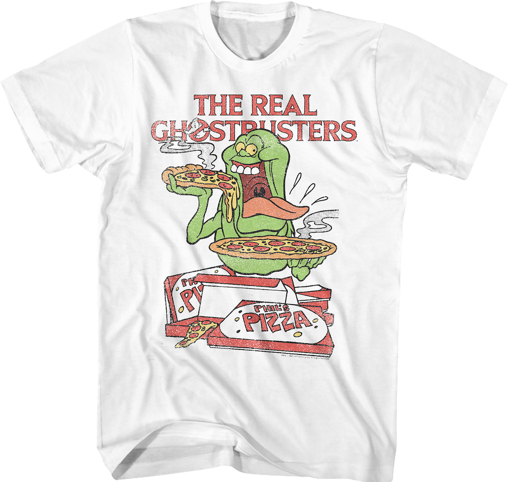 Slimer's Pizza Real Ghostbusters T-Shirt Hoodie, Sweatshirt | CiraTrend.com (Image 1)