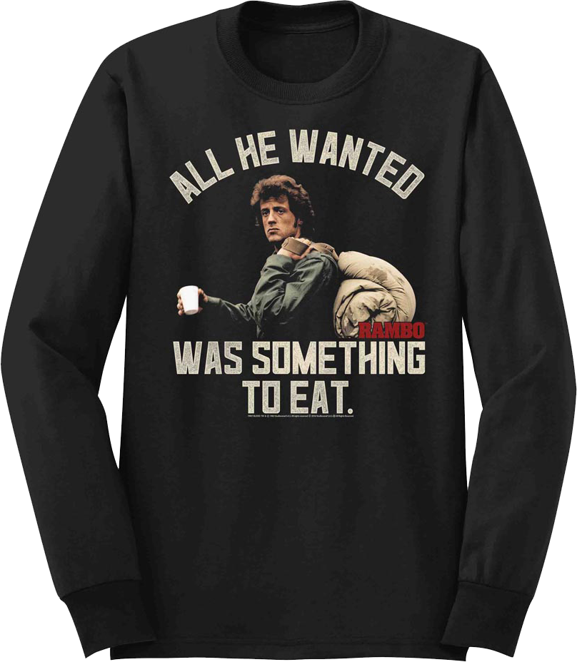 Something To Eat Rambo Long Sleeve Shirt Hoodie, Sweatshirt | CiraTrend.com (Image 1)