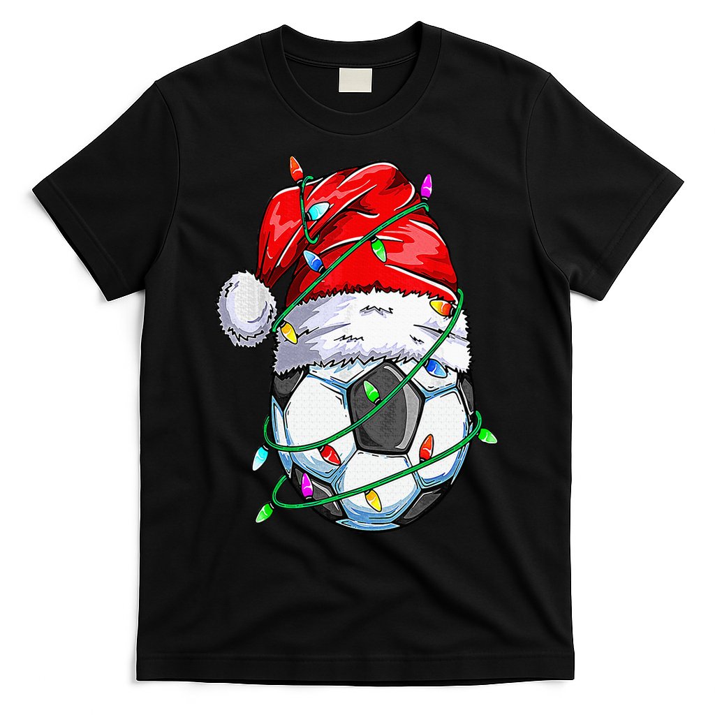 Santa Soccer Ball Sports Design Christmas Soccer Player T-Shirt