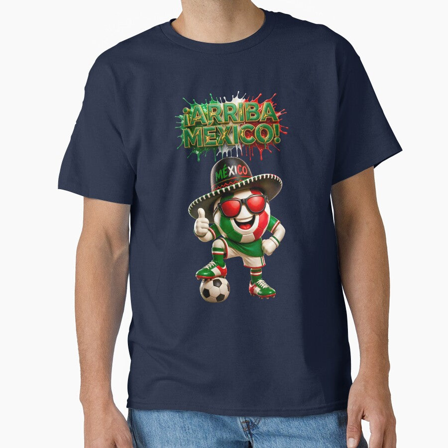 Arriba México Soccer Fan Shirt | Mexican Football Pride | Funny Mexico Soccer Ball Cartoon | Fiesta Mexicana Design by ArtSpark Studio