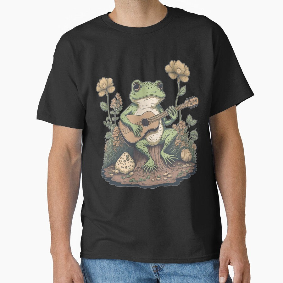 Cottagecore Aesthetic Frog With Guitar Mushroom by ahmed2751989